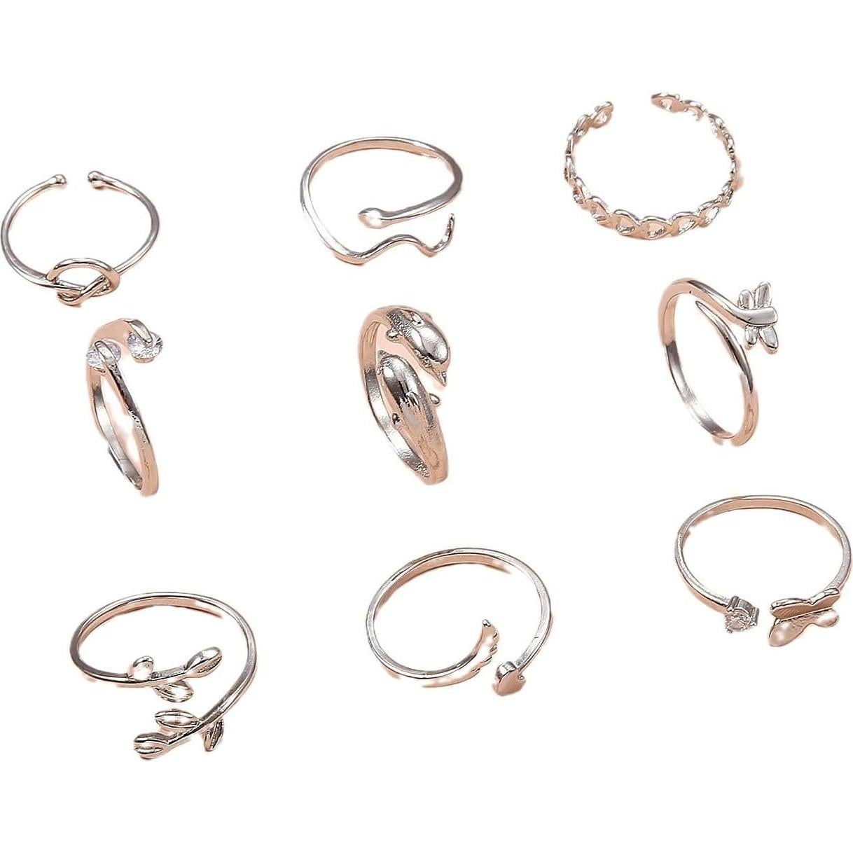 Conjunto de Anillos para Dedos de Oro 14k y Plata Vivian&CD