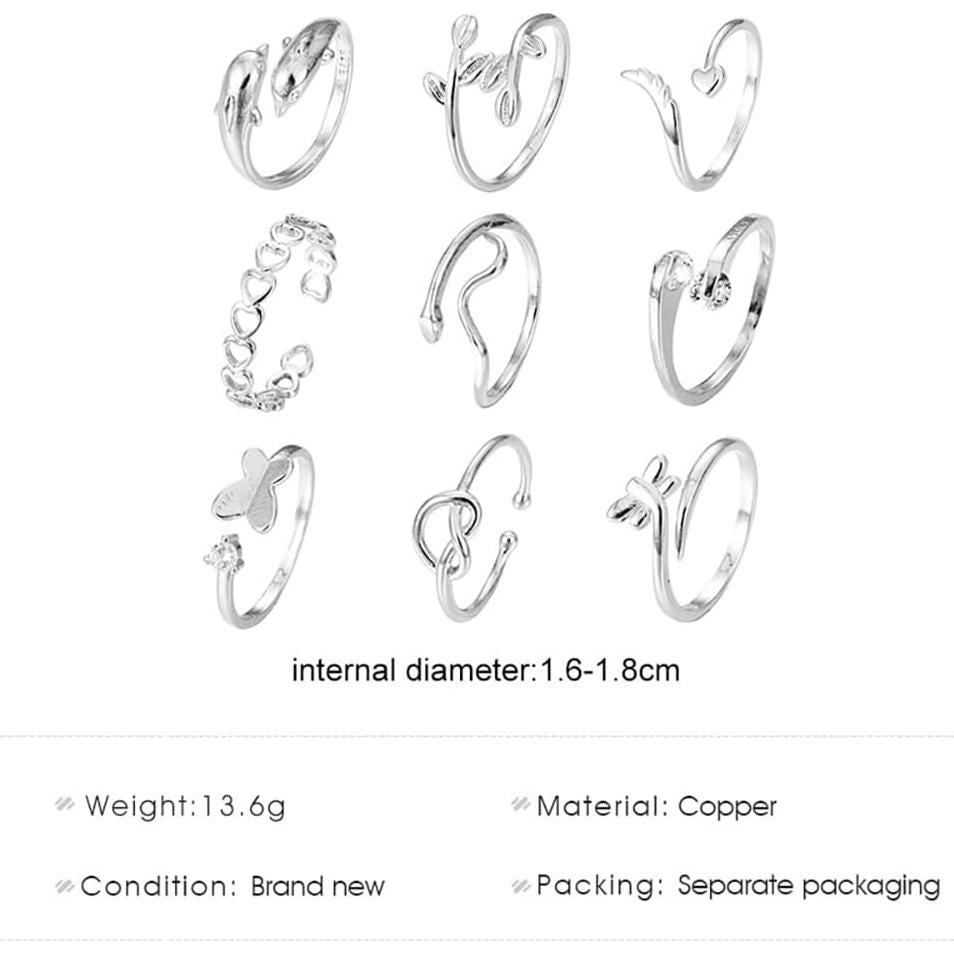 Conjunto de Anillos para Dedos de Oro 14k y Plata Vivian&CD