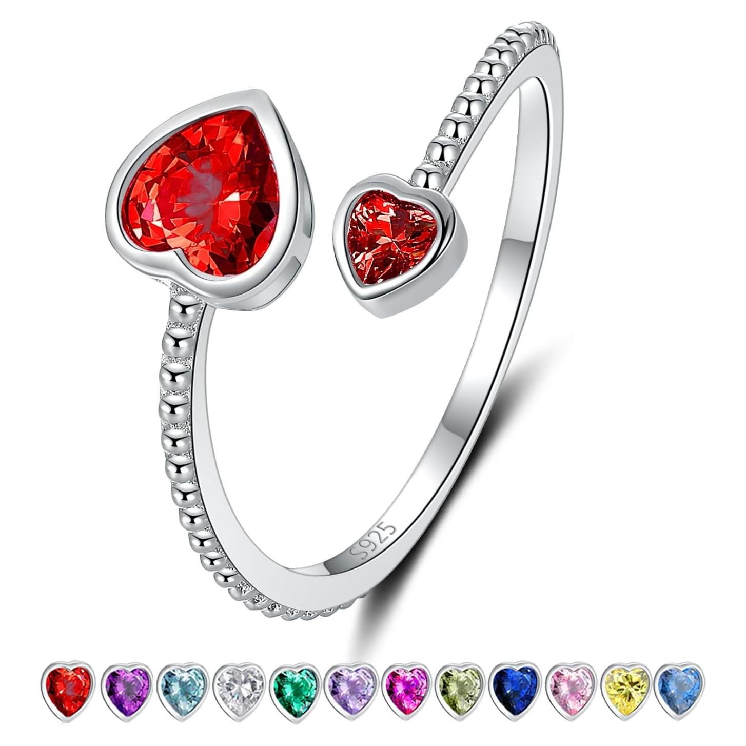 Anillo de Piedra de Nacimiento Ajustable Plata Esterlina 925