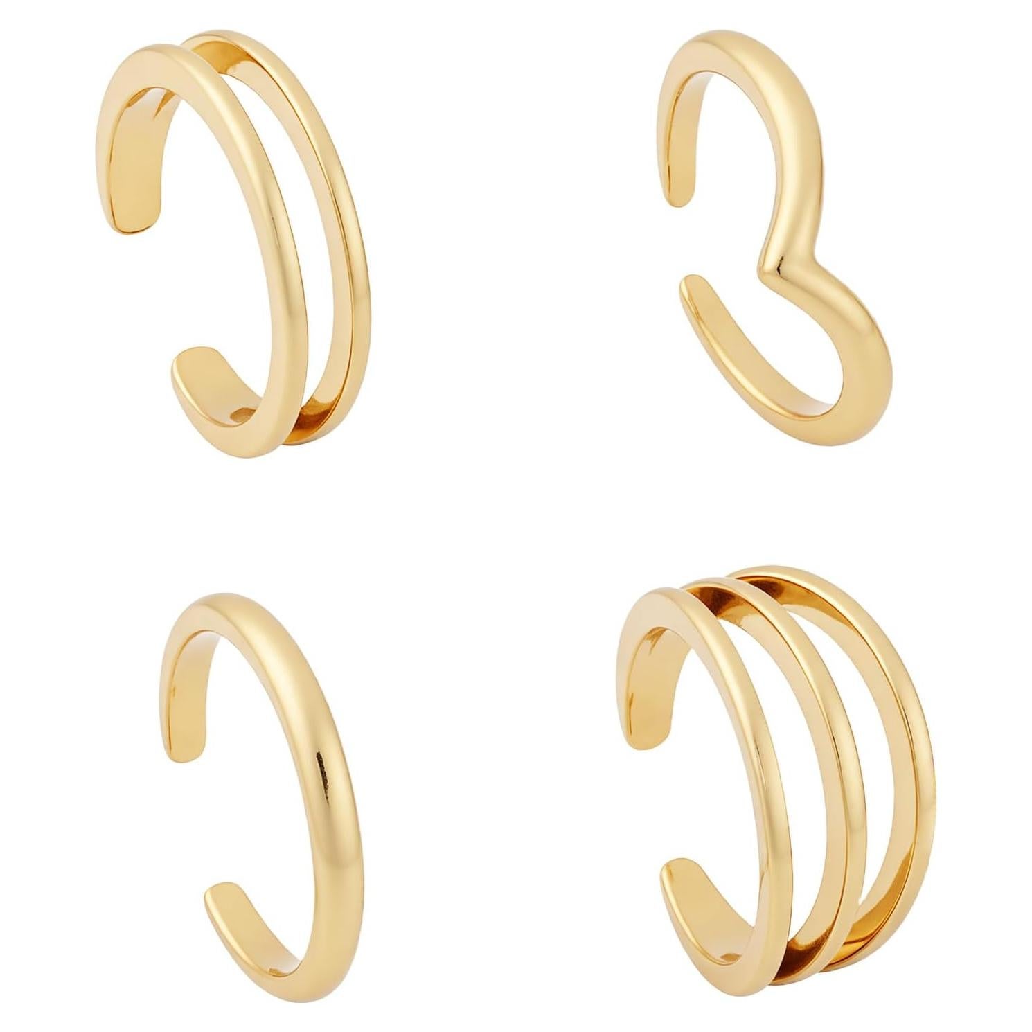 Juego de 4 Anillos de Dedo Abiertos Ajustables Mikovivi Oro