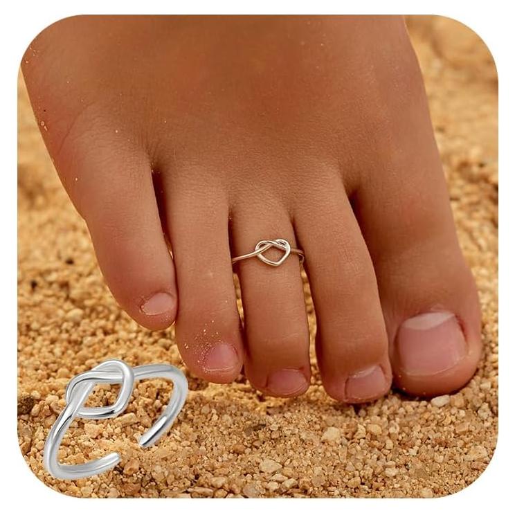 Anillo de dedo del pie ajustable AIBELOPY en plata esterlina 925