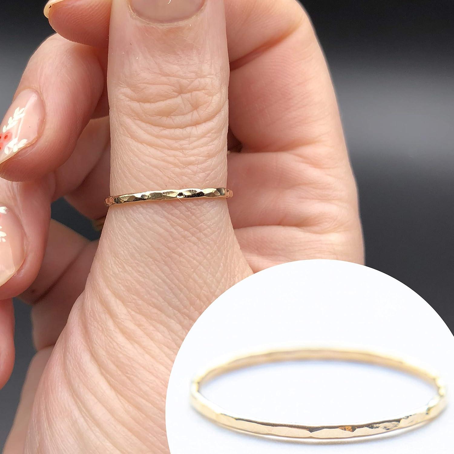 Anillo de Oro Relleno Minimalista 1mm para Mujeres - Tamaño 9