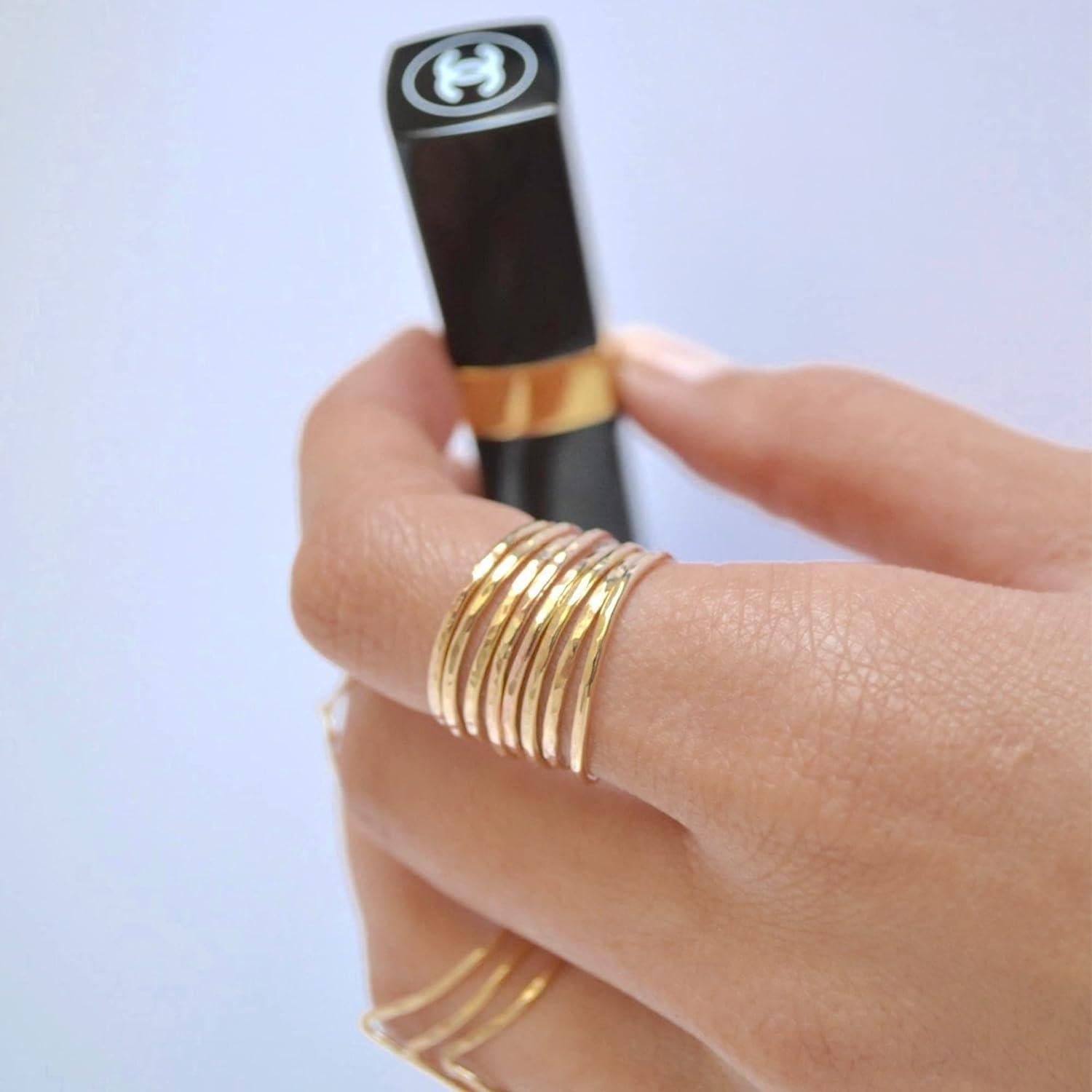 Anillo de Oro Relleno Minimalista 1mm para Mujeres - Tamaño 9