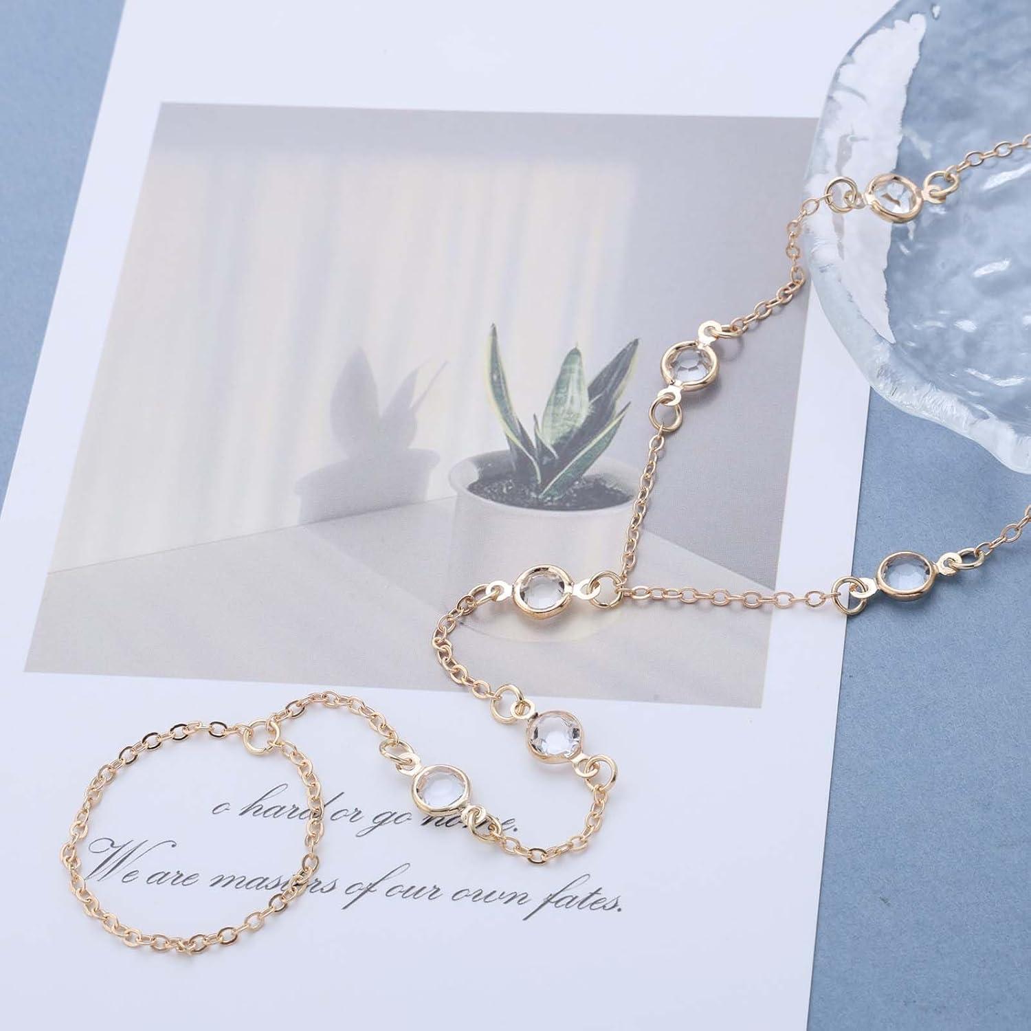 Cadena de Tobillo Andelaisi Boho CZ Ajustable para Mujeres