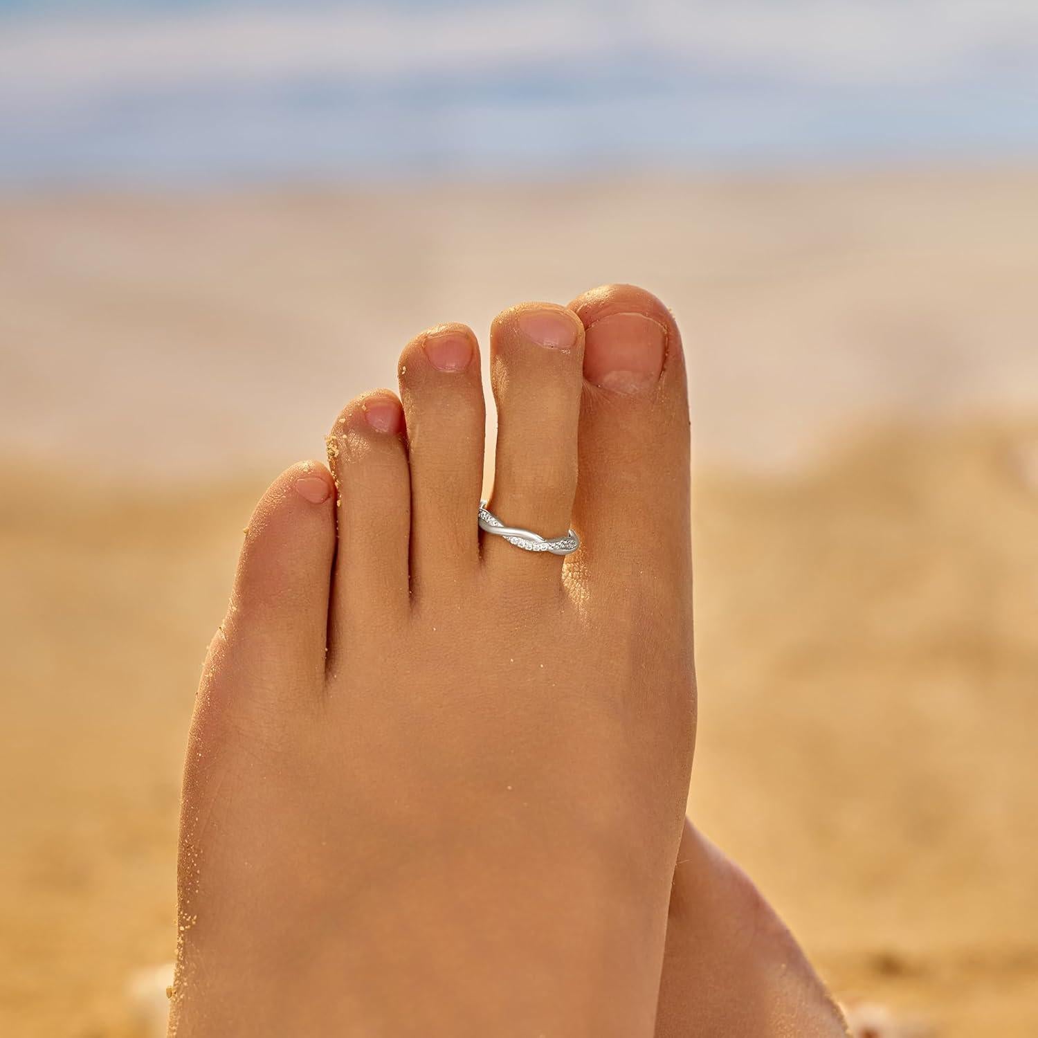 Anillo de dedo ajustable de plata esterlina 925 IPEPPY con circonitas