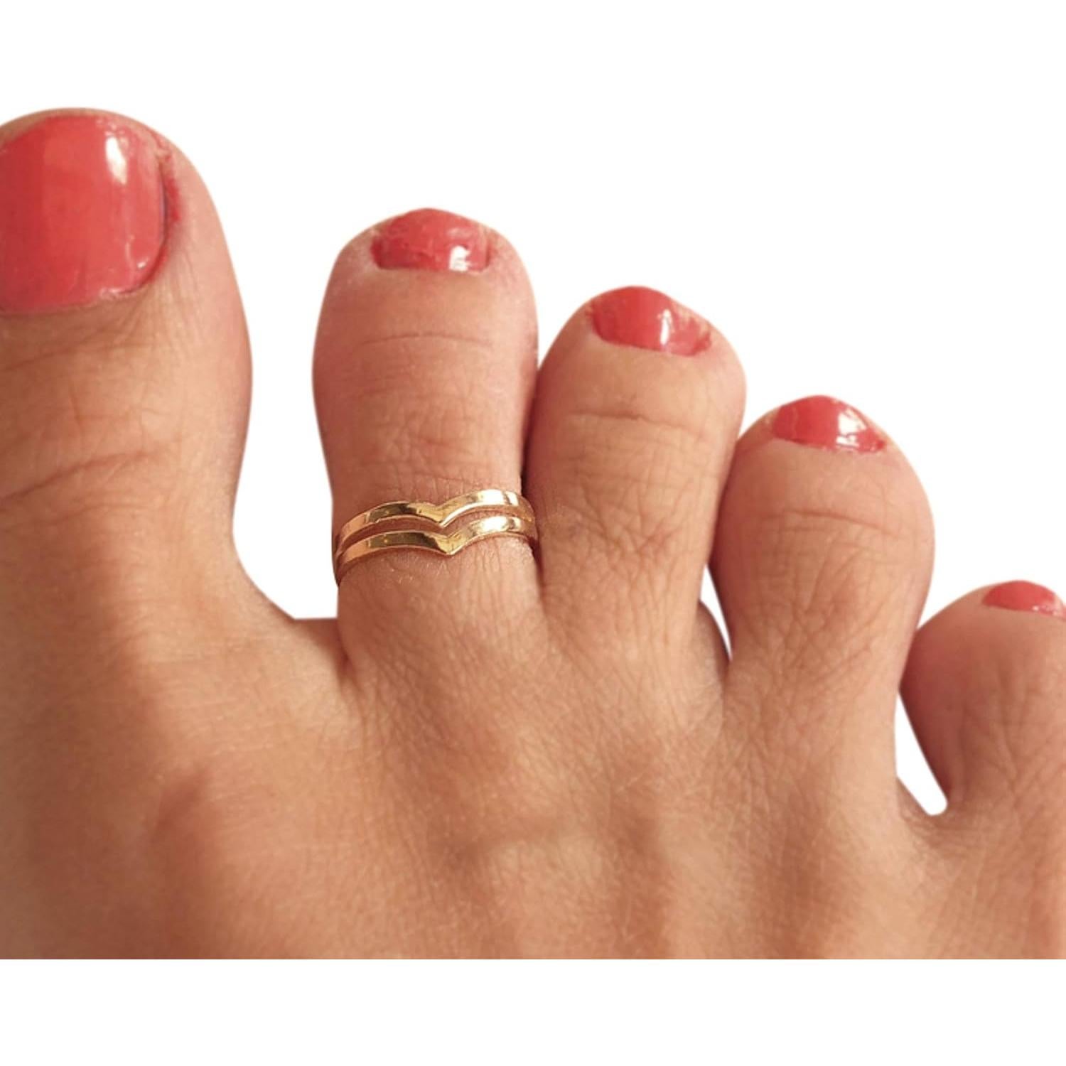 Anillo Ajustable Doble Banda Chevron Oro sobre Plata 925