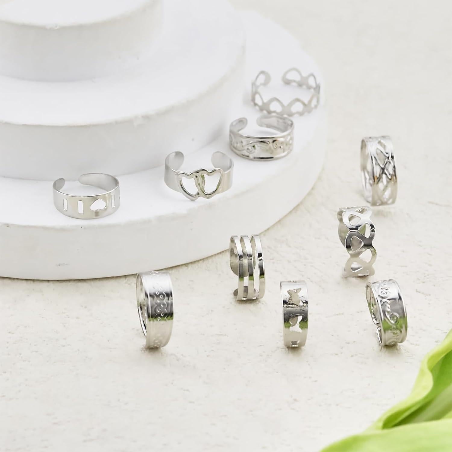 Conjunto de Anillos para Dedos de los Pies Mujeres Oro Ajustable