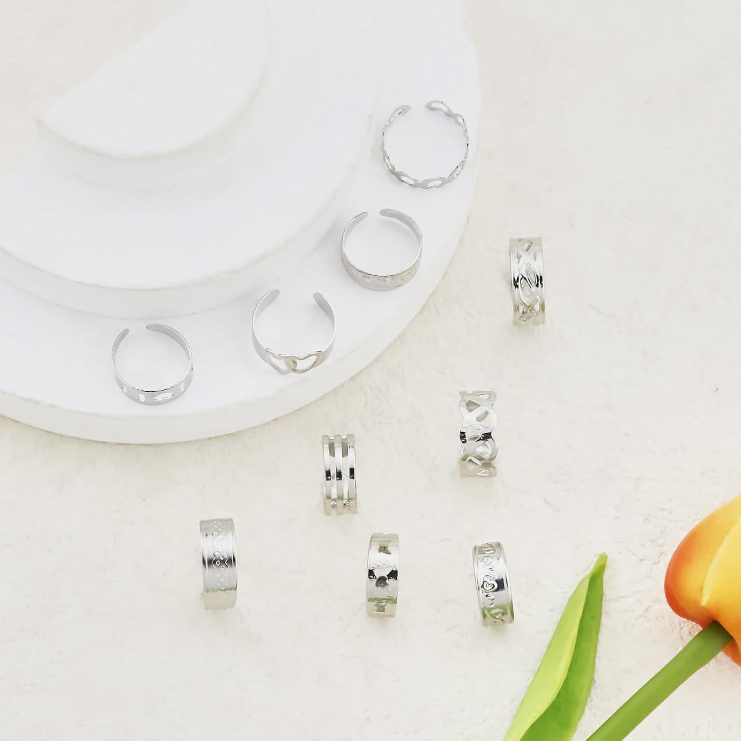 Conjunto de Anillos para Dedos de los Pies Mujeres Oro Ajustable