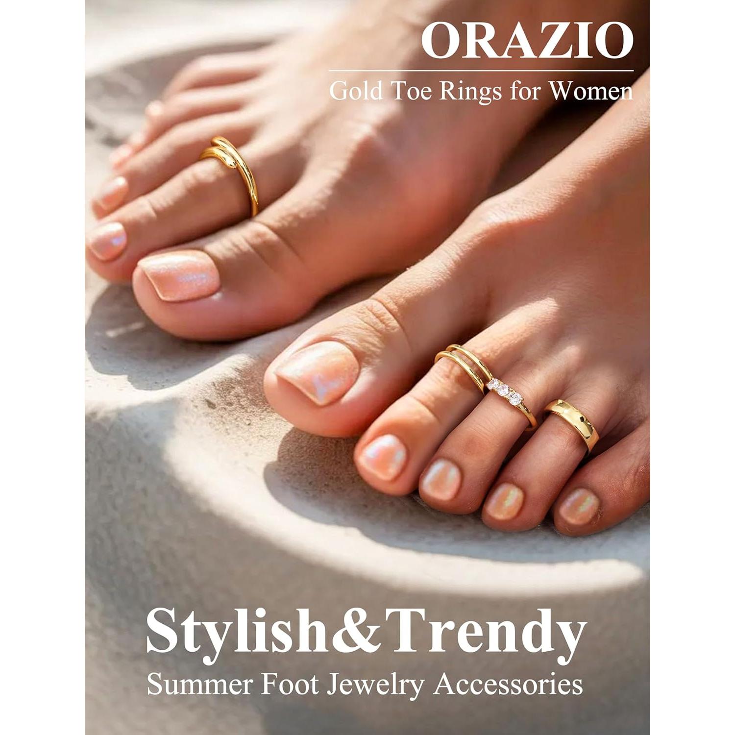 Anillos de Dedo de Oro 14K ORAZIO Ajustables 4 Piezas