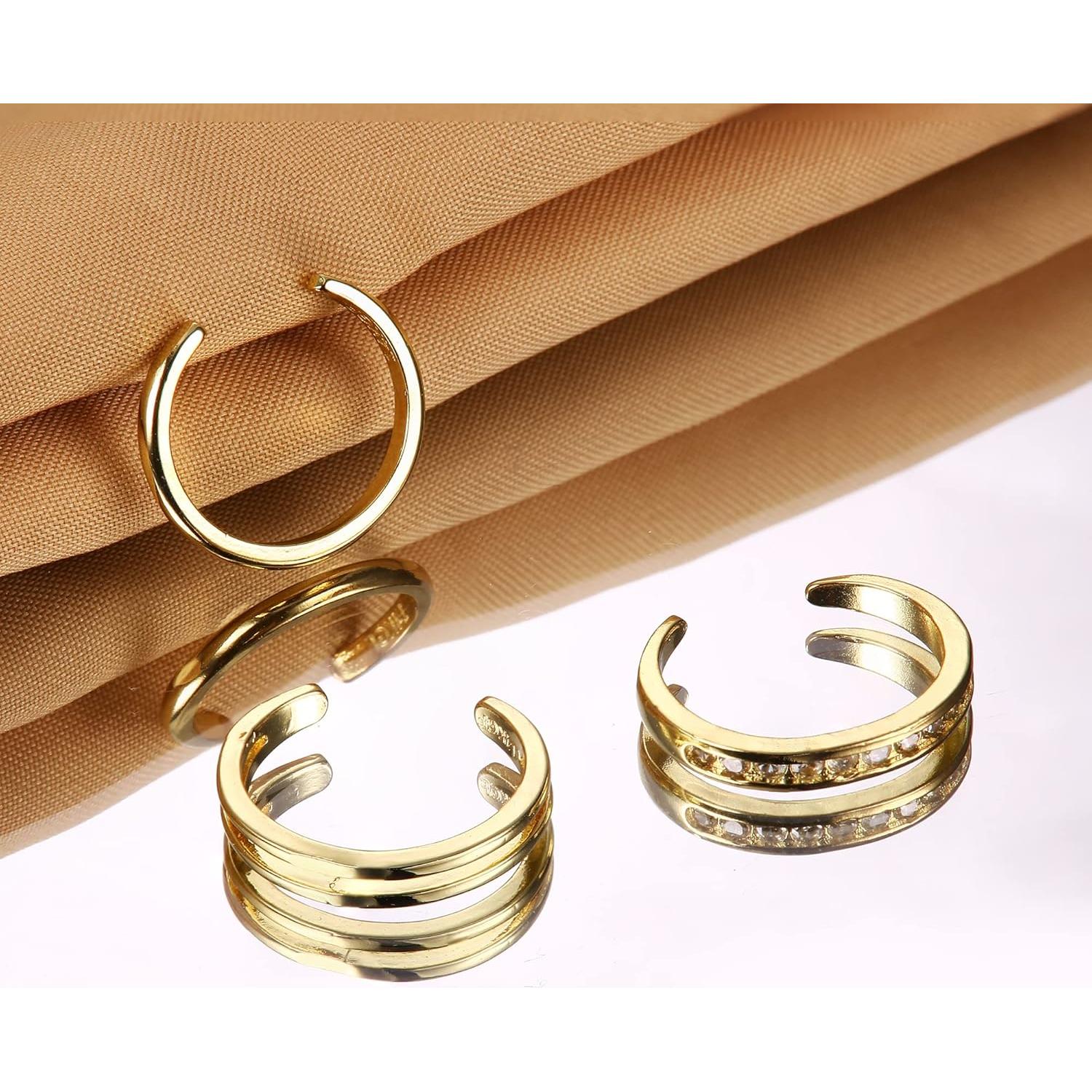 Conjunto de Anillos de Dedo de Oro 14K HAIAISO Ajustables