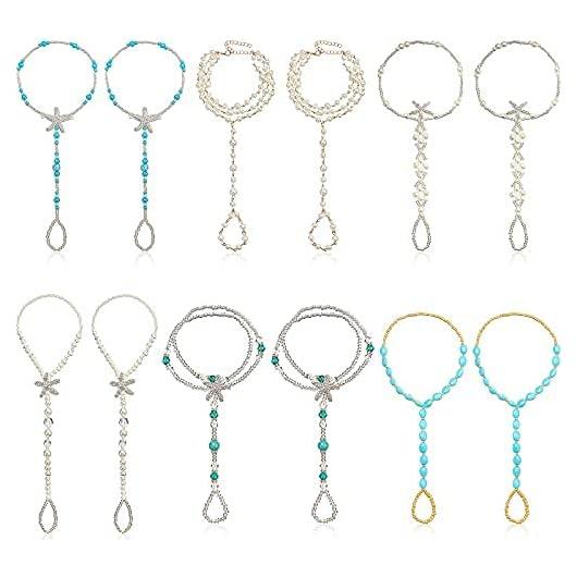 Cadenas para Pies Hicarer 12 Piezas con Anillos para Dedos