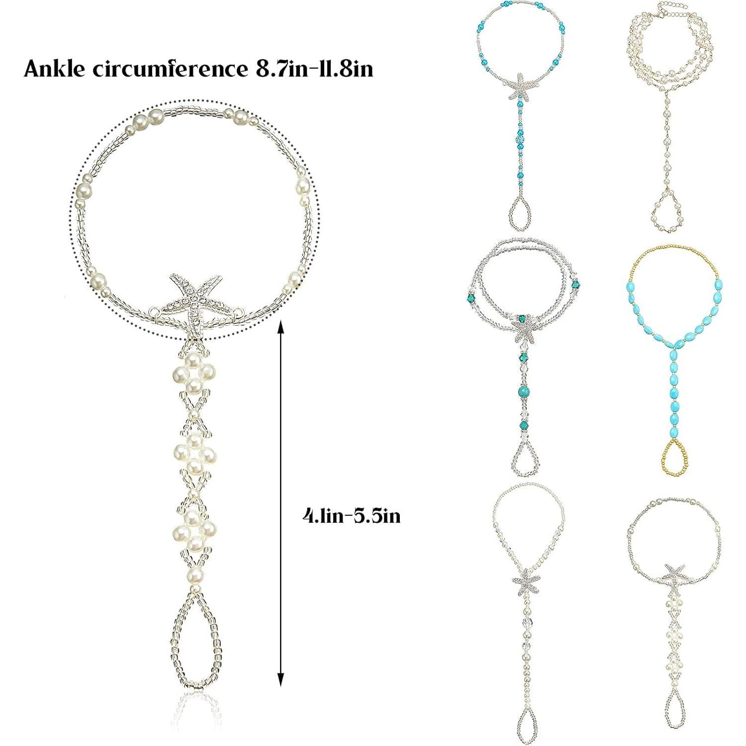 Cadenas para Pies Hicarer 12 Piezas con Anillos para Dedos