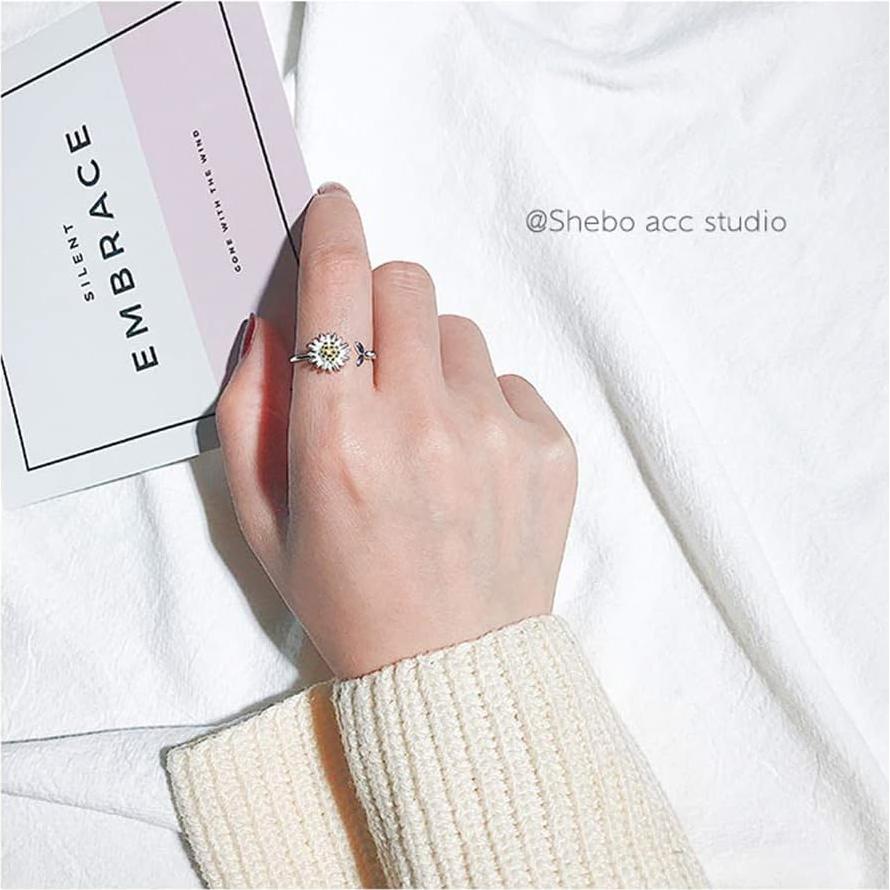 Anillo de Promesa de Flor Margarita Merryshine Plata 925 Ajustable