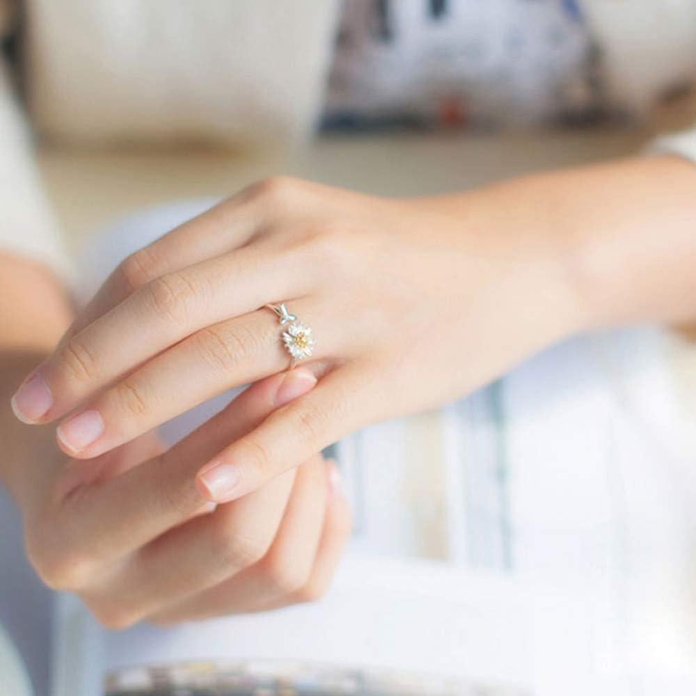 Anillo de Promesa de Flor Margarita Merryshine Plata 925 Ajustable