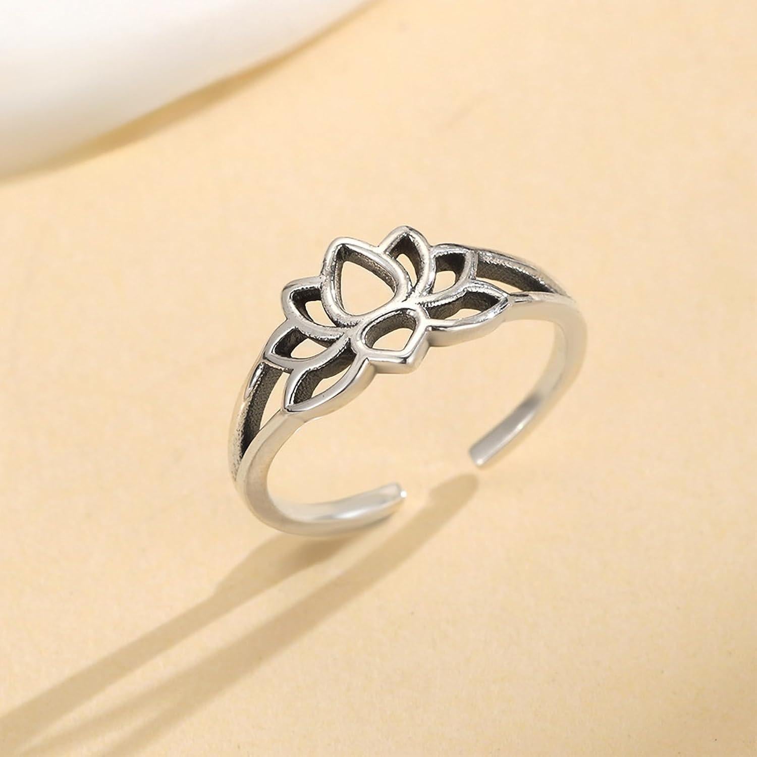 Anillo de Dedo de Loto Plata Esterlina 925 Ajustable LOVECOM