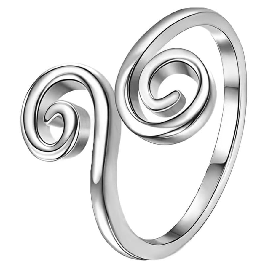 Anillo de dedo del pie ajustable Teyolo Doble Espiral Blanco