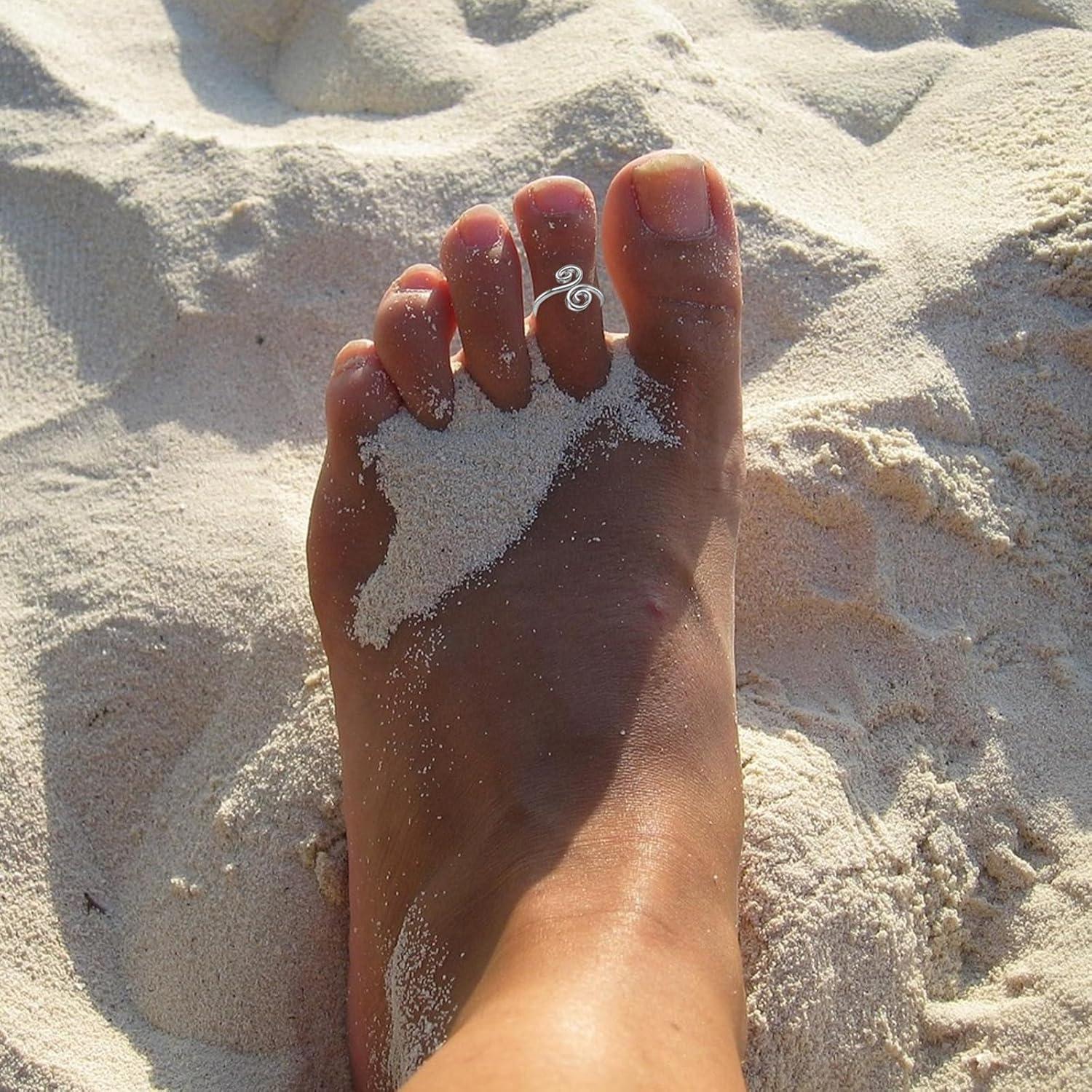 Anillo de dedo del pie ajustable Teyolo Doble Espiral Blanco