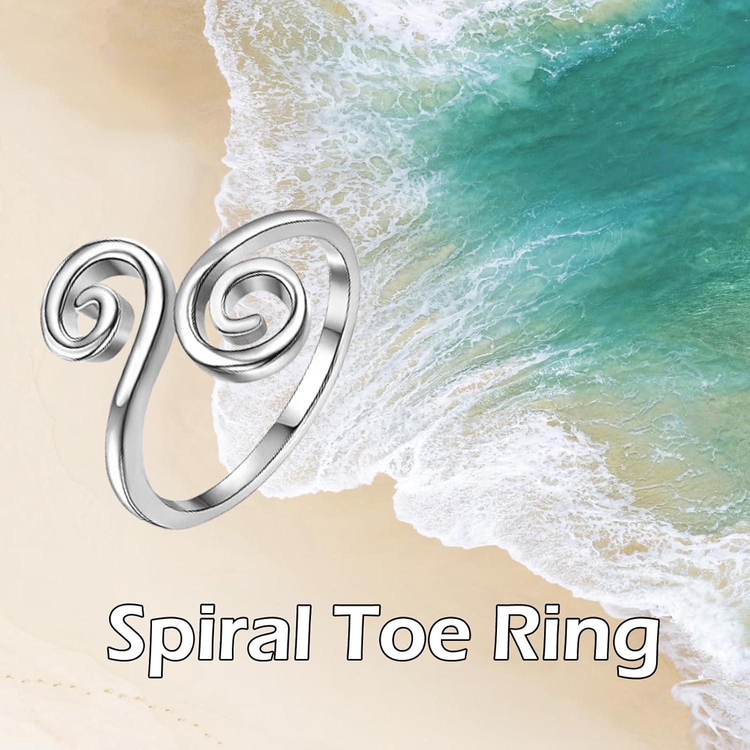 Anillo de dedo del pie ajustable Teyolo Doble Espiral Blanco