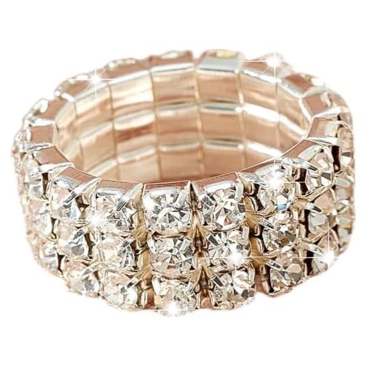 Conjunto de Anillos de Rhinestone Brillante Ajustables para Mujeres