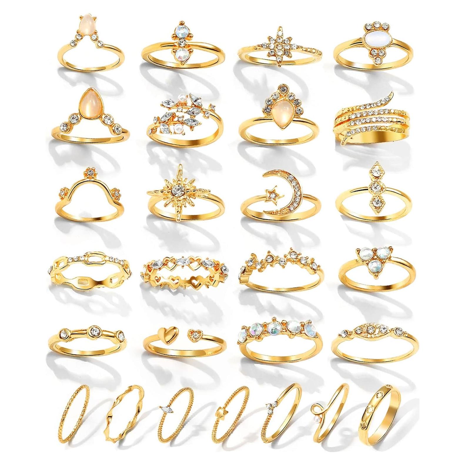 Conjunto de 27 Anillos Dorados Boho 17IF para Mujeres