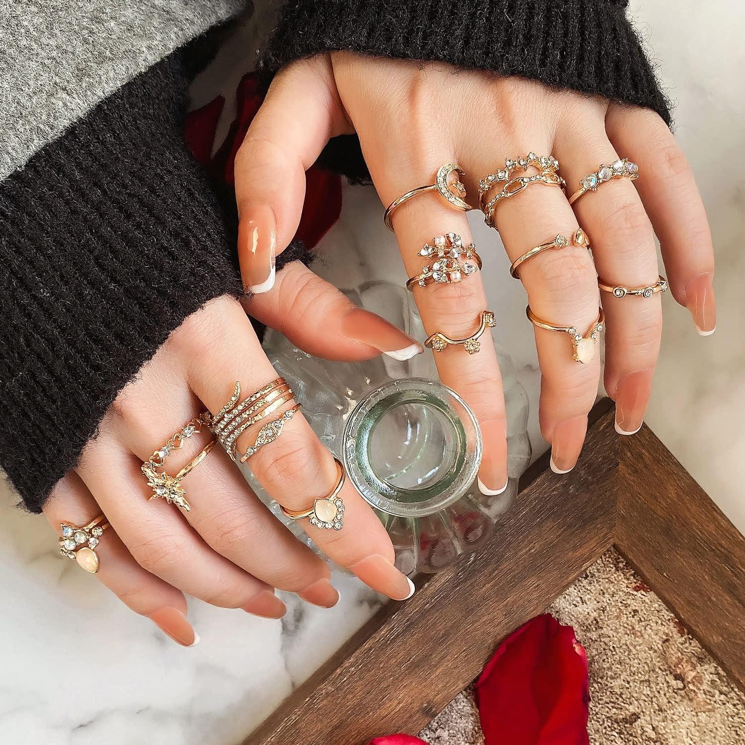 Conjunto de 27 Anillos Dorados Boho 17IF para Mujeres