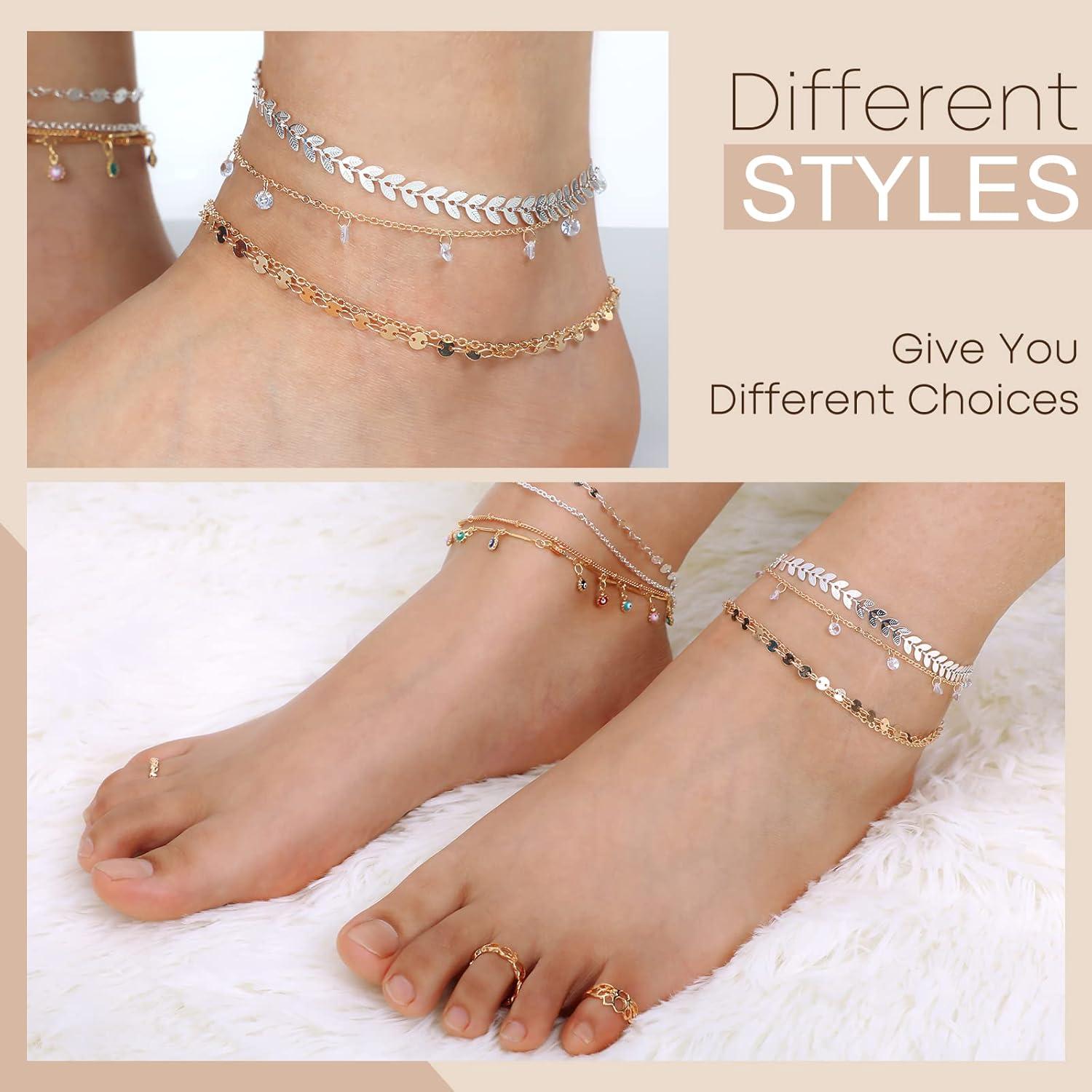 Conjunto de Joyería para Mujeres 40 Pcs Tobilleras y Anillos