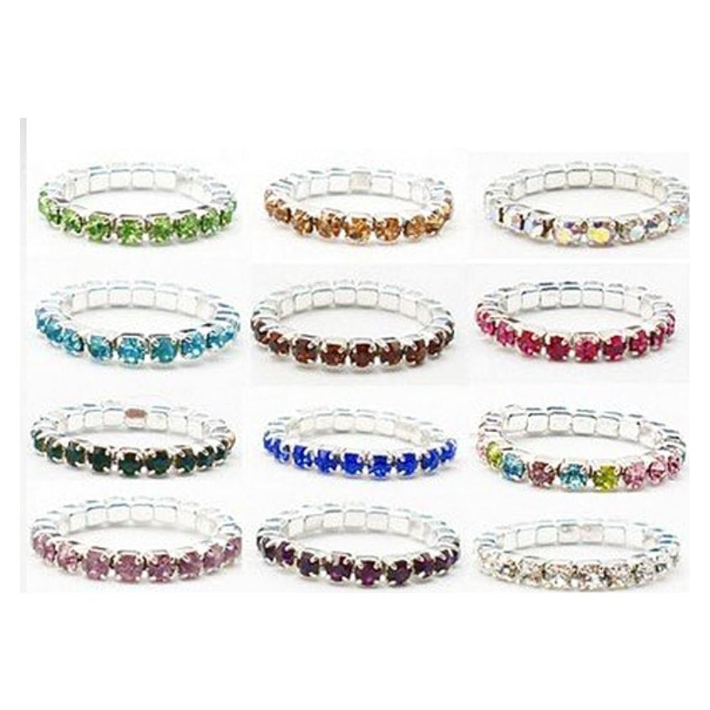 Juego de 12 Anillitos de Dedo de Cristal CBD - Variedad de Colores