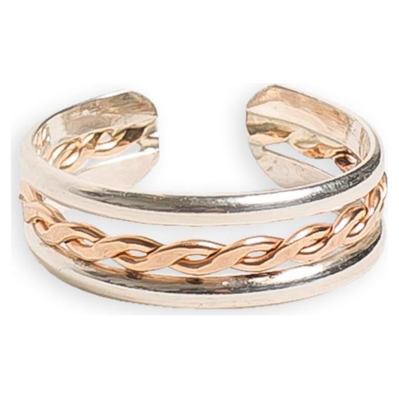 Anillo de dedo del pie ajustable .925 plata esterlina y oro 14K