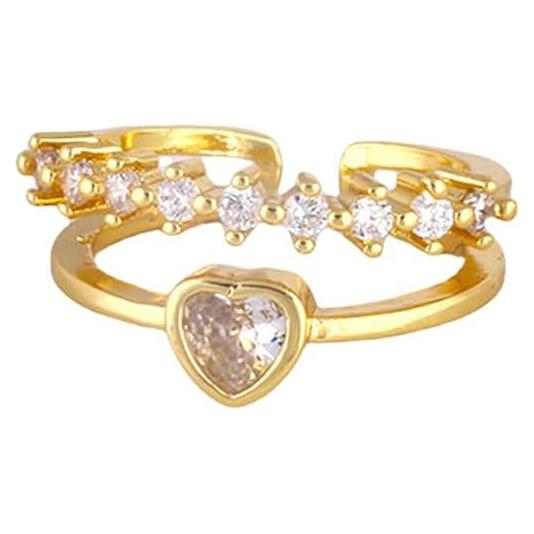 Anillo de Dedo del Pie Ajustable Oro 18K Corazón Zirconia