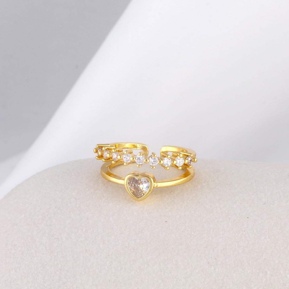 Anillo de Dedo del Pie Ajustable Oro 18K Corazón Zirconia
