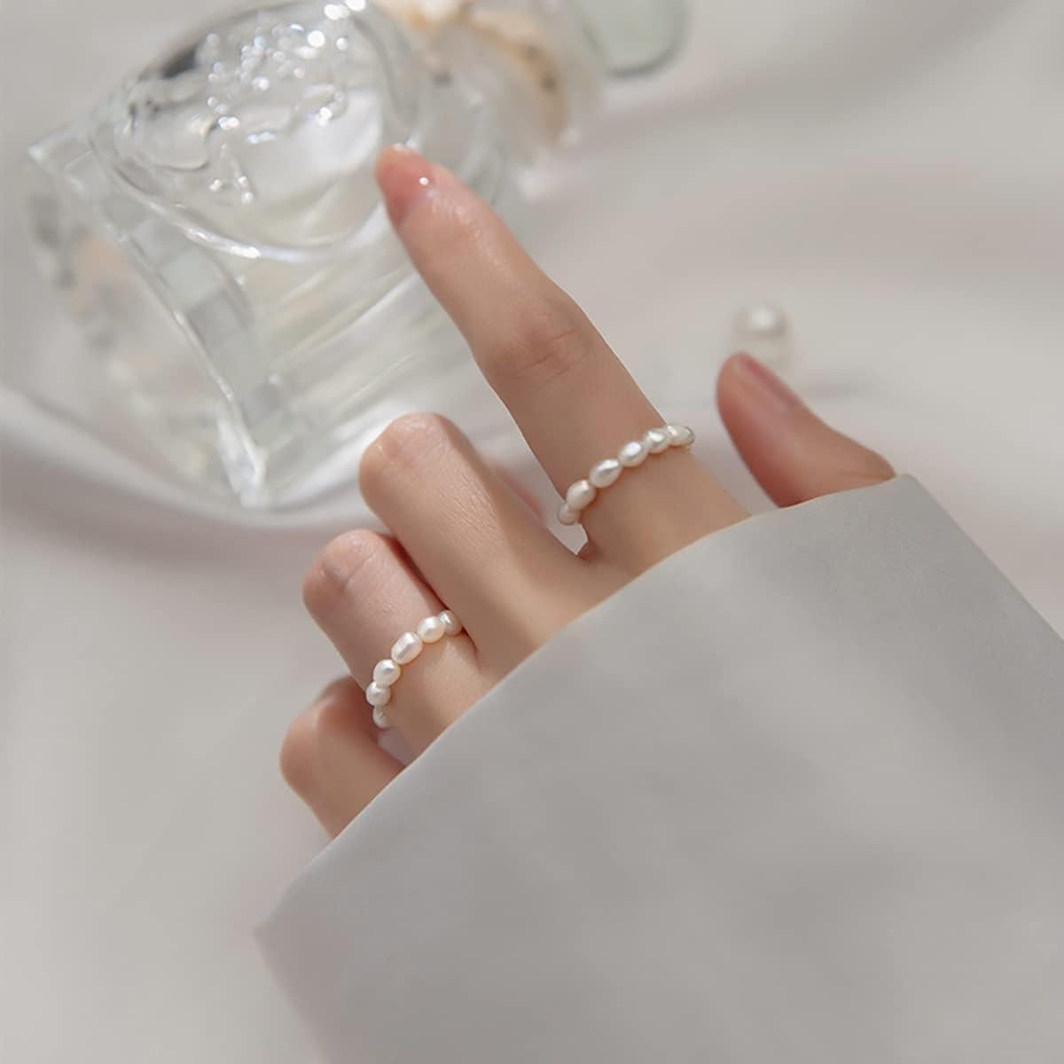 Anillo Ajustable de Perlas Cultivadas ERLOSYA para Mujeres