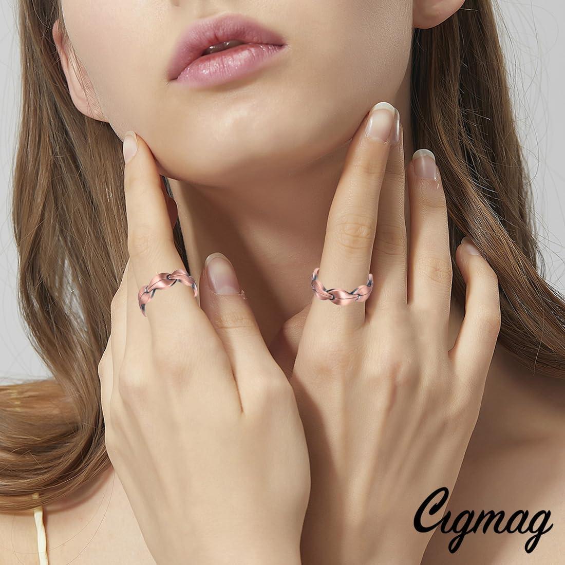 Anillos de Cobre Puro Cigmag 7X Ajustables para Mujeres - 2 Piezas