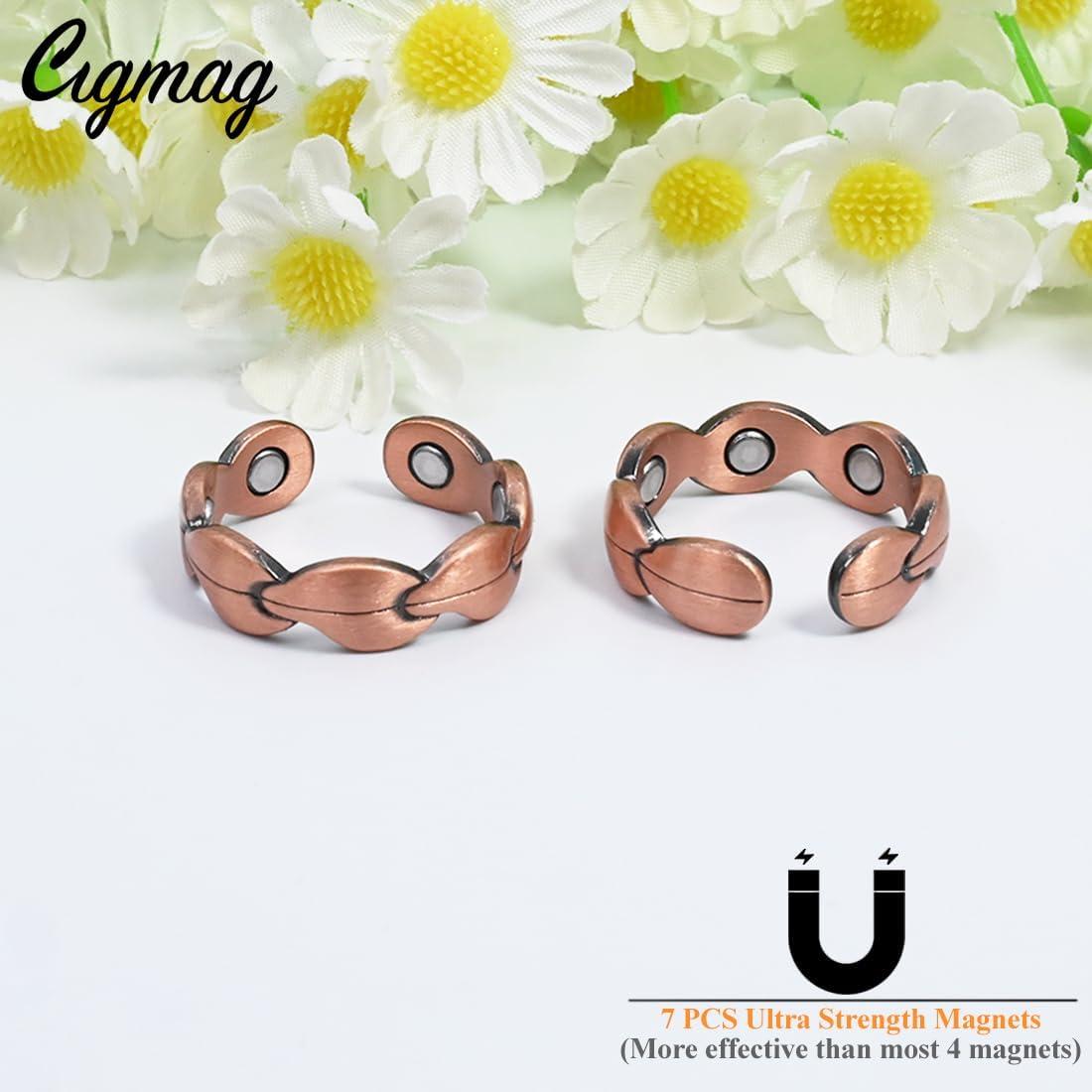 Anillos de Cobre Puro Cigmag 7X Ajustables para Mujeres - 2 Piezas