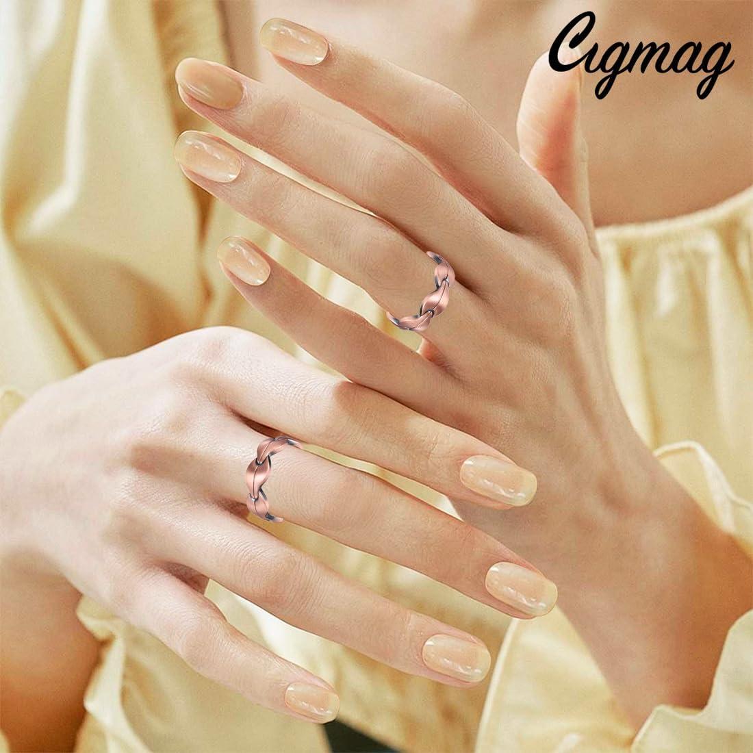 Anillos de Cobre Puro Cigmag 7X Ajustables para Mujeres - 2 Piezas