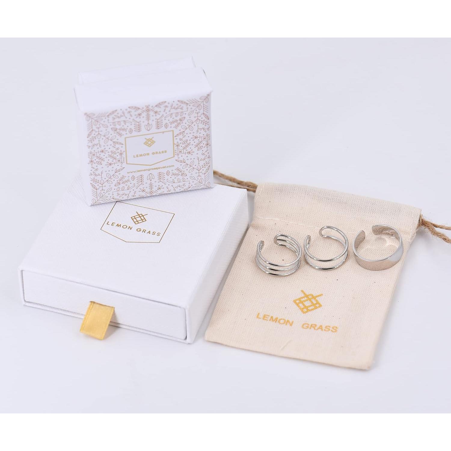 Anillo Abierto Ajustable de Plata Esterlina Lemon Grass