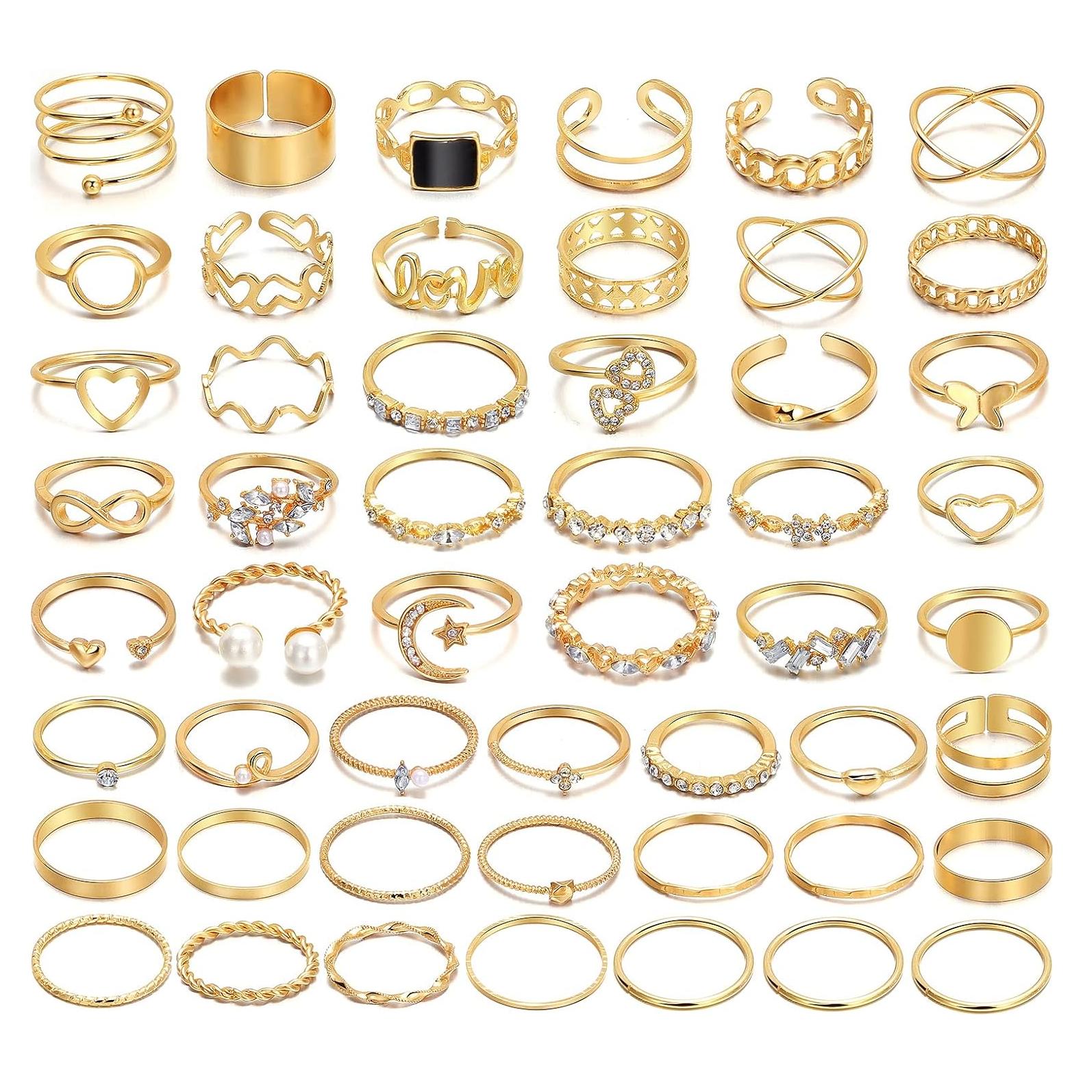 Conjunto de Anillos de Nudillo IFKM para Mujeres Vintage 51 Piezas