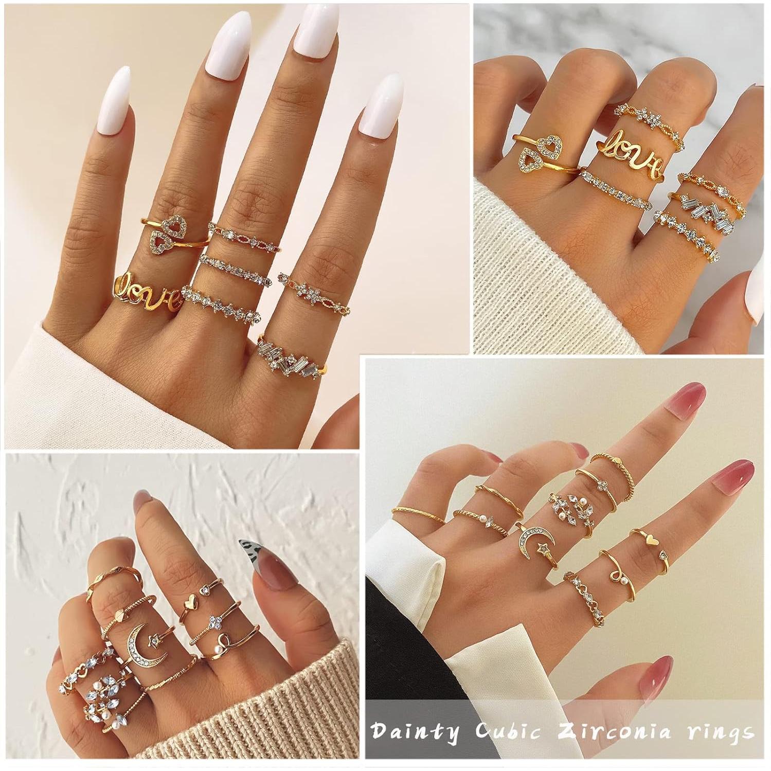 Conjunto de Anillos de Nudillo IFKM para Mujeres Vintage 51 Piezas