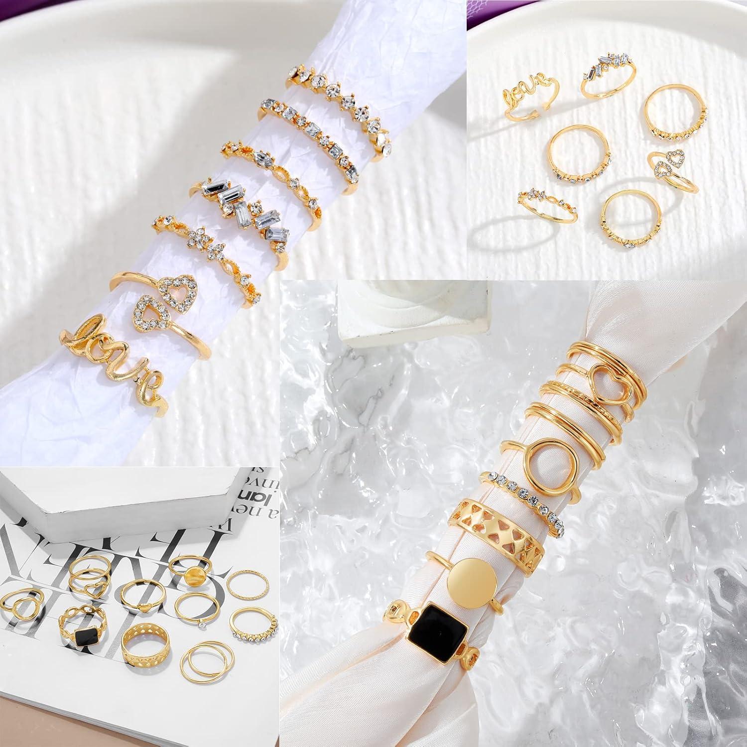 Conjunto de Anillos de Nudillo IFKM para Mujeres Vintage 51 Piezas