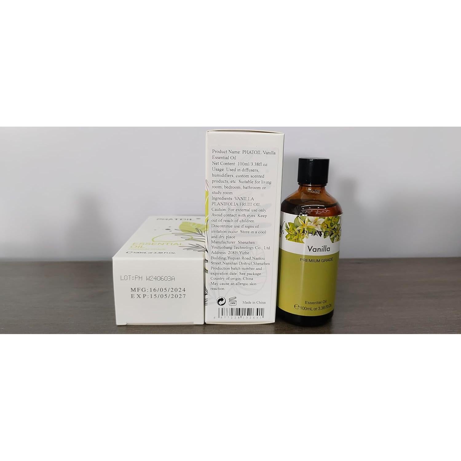 Aceite Esencial de Vainilla PHATOIL 100ml Puro para Aromaterapia