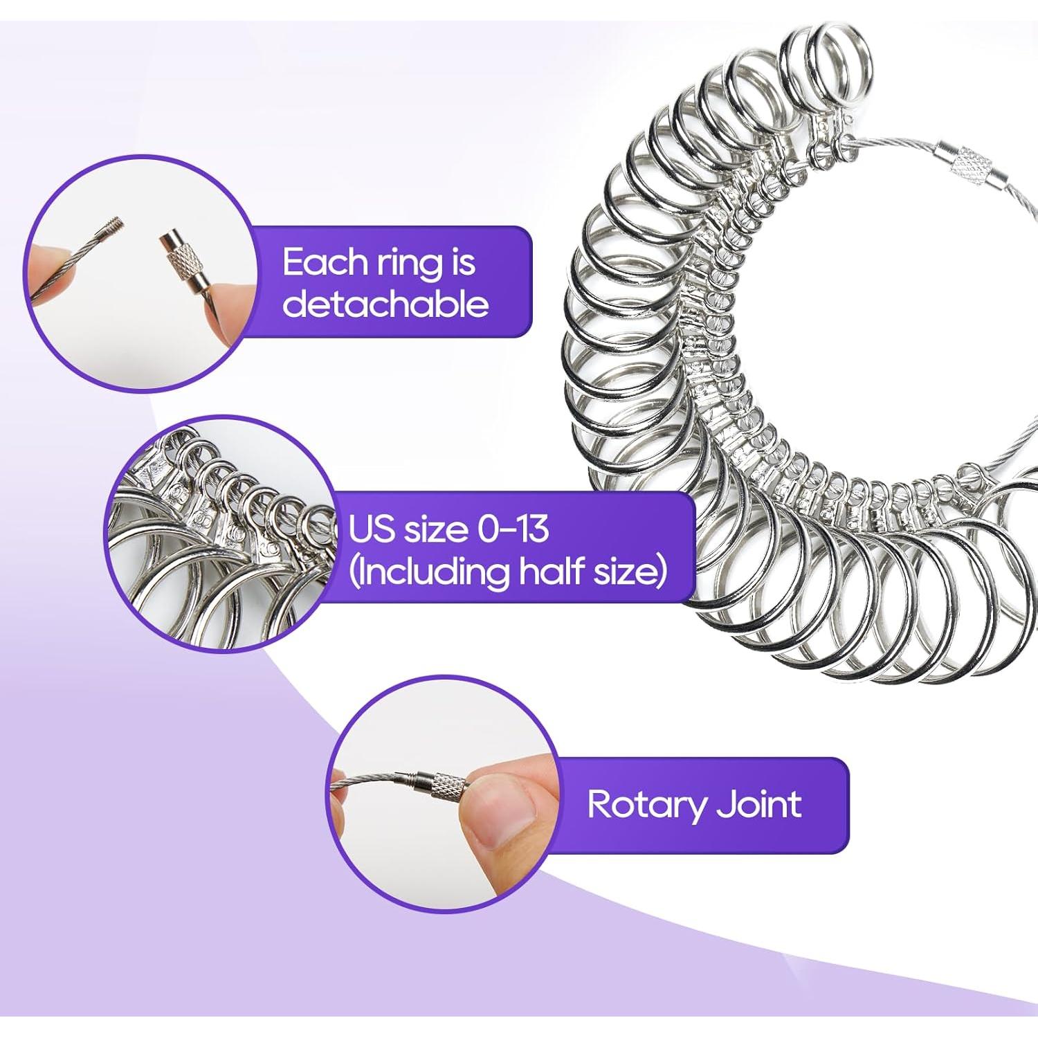 Kit de Medición de Tallas de Anillos Xyinxy 27 Piezas Acero Inoxidable