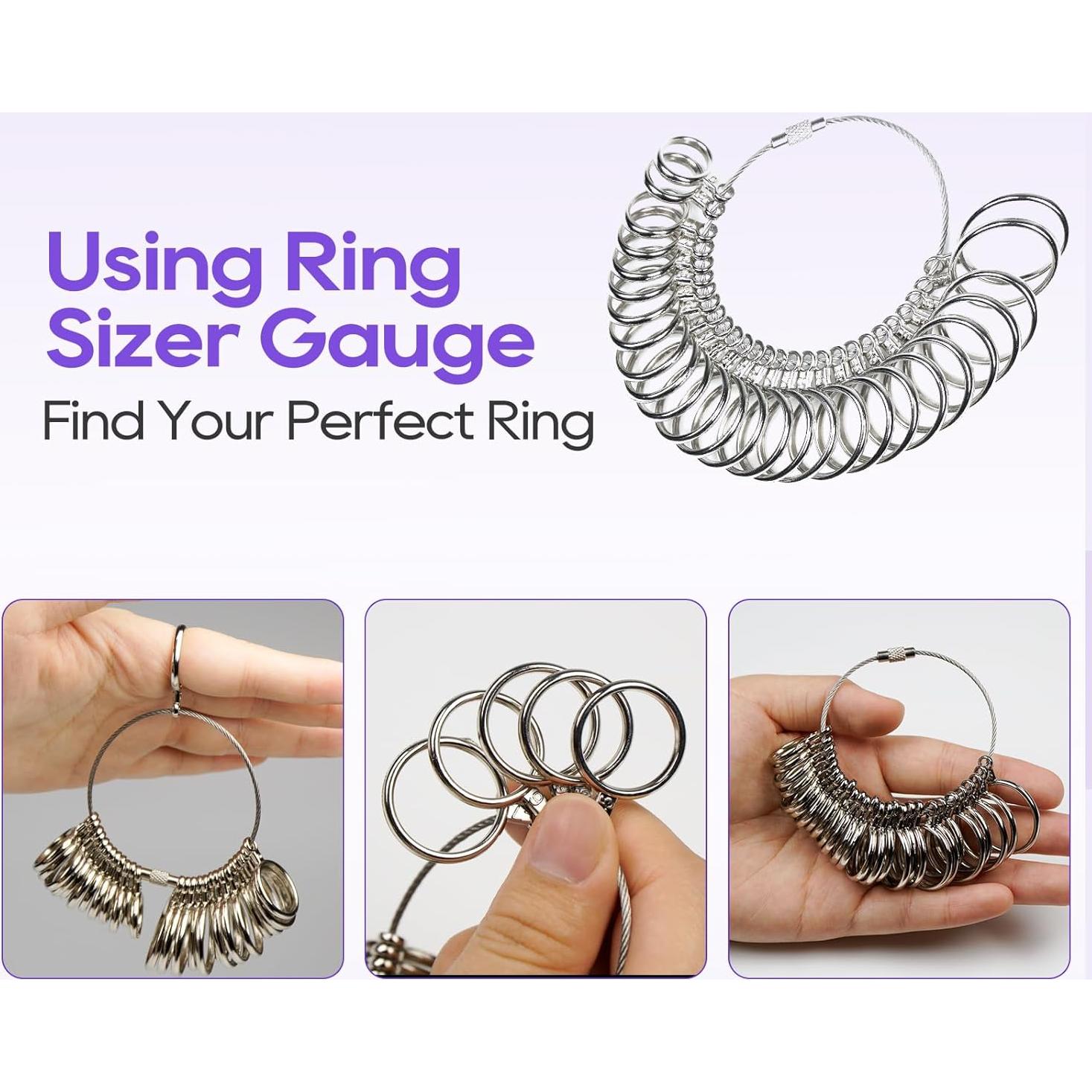 Kit de Medición de Tallas de Anillos Xyinxy 27 Piezas Acero Inoxidable