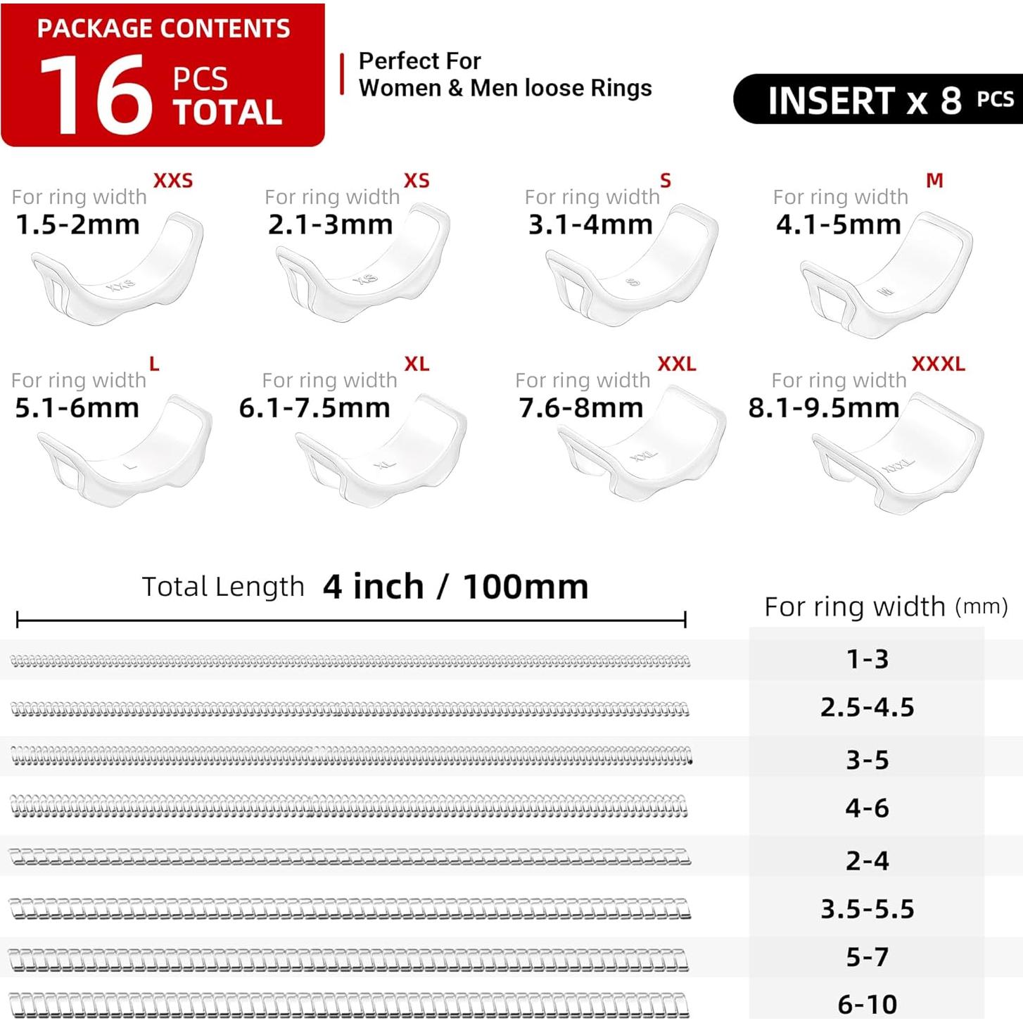 Ajustador de Tamaño de Anillo Omilly - 16 Tamaños, 2 Estilos
