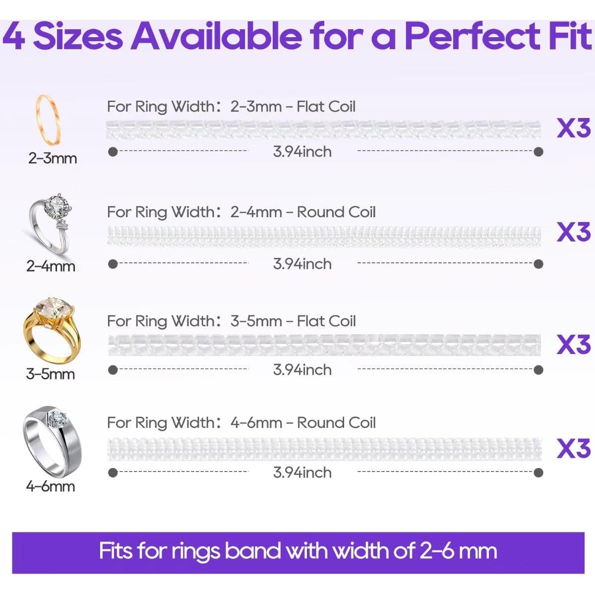 Paquete de 12 Ajustadores de Tamaño de Anillo TPU 2-6mm