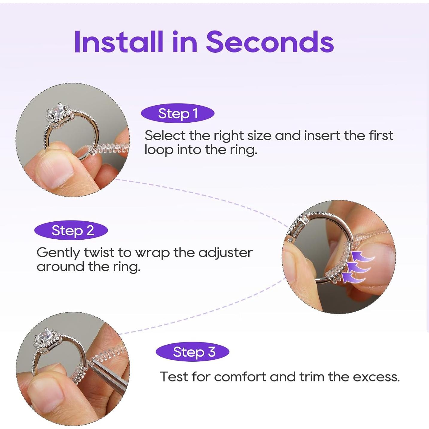 Paquete de 12 Ajustadores de Tamaño de Anillo TPU 2-6mm