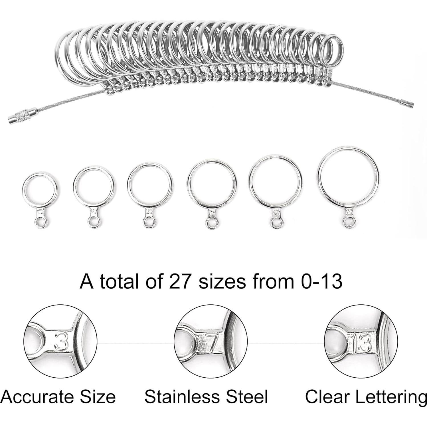 Kit de Medición de Tamaño de Anillo TUNQISM 27 Piezas