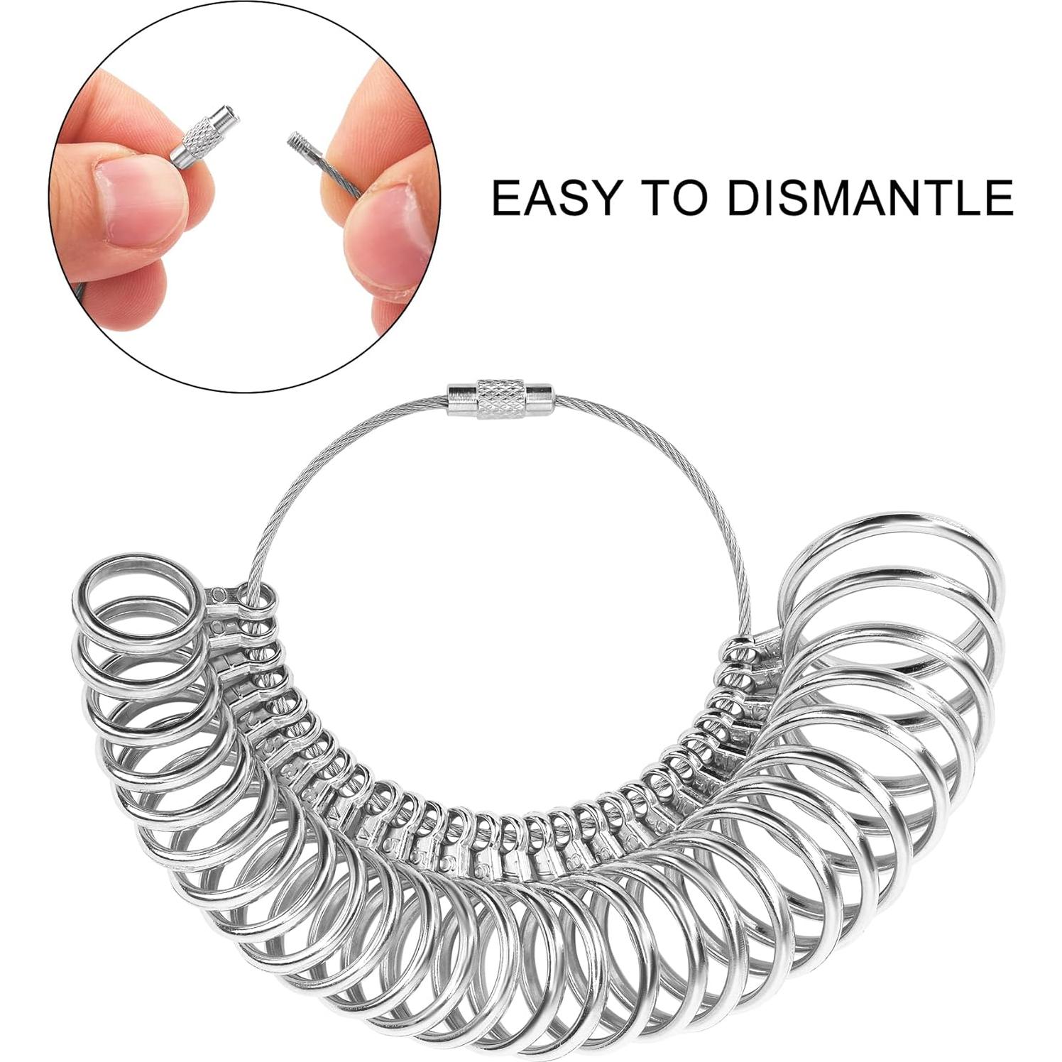 Kit de Medición de Tallas de Anillos TUNQISM 27 PZS Acero Inoxidable