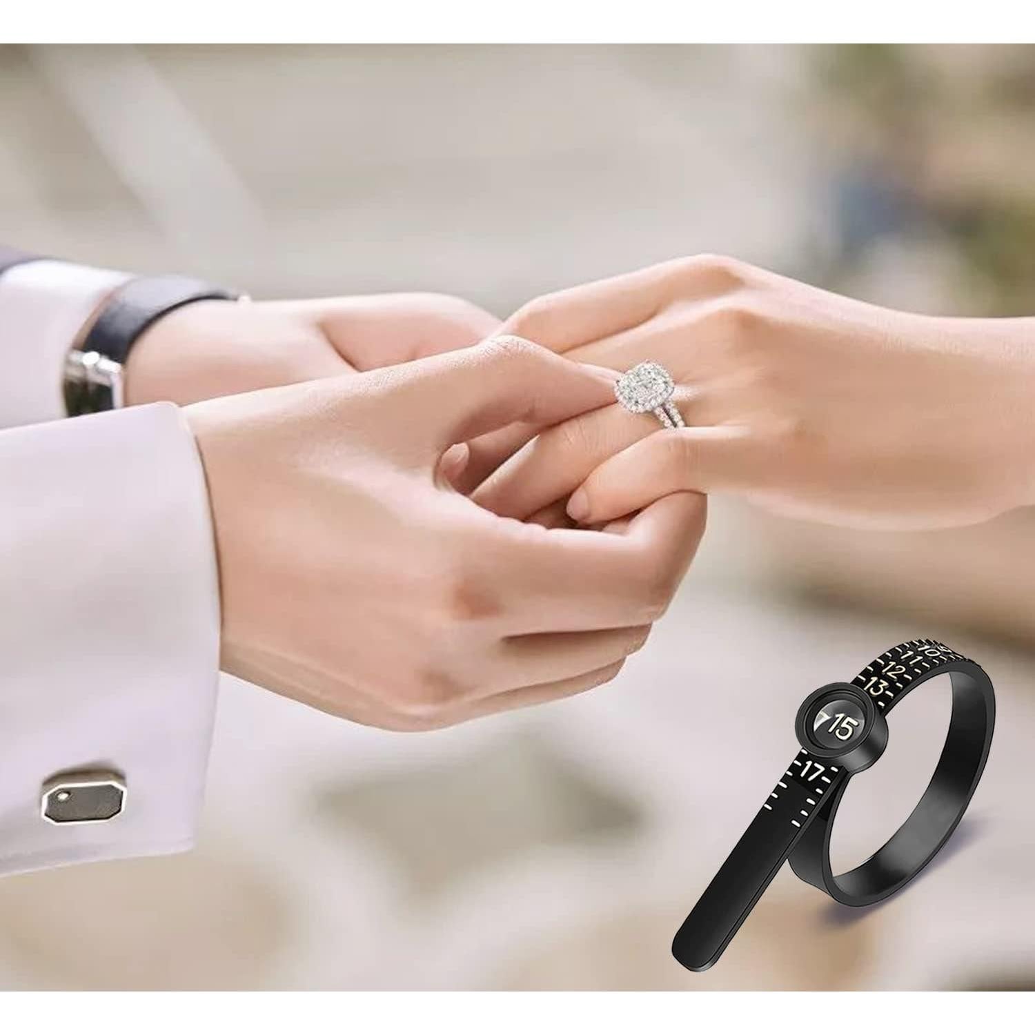 Medidor de Tamaño de Anillo JRONGHE con Cristal Ampliado