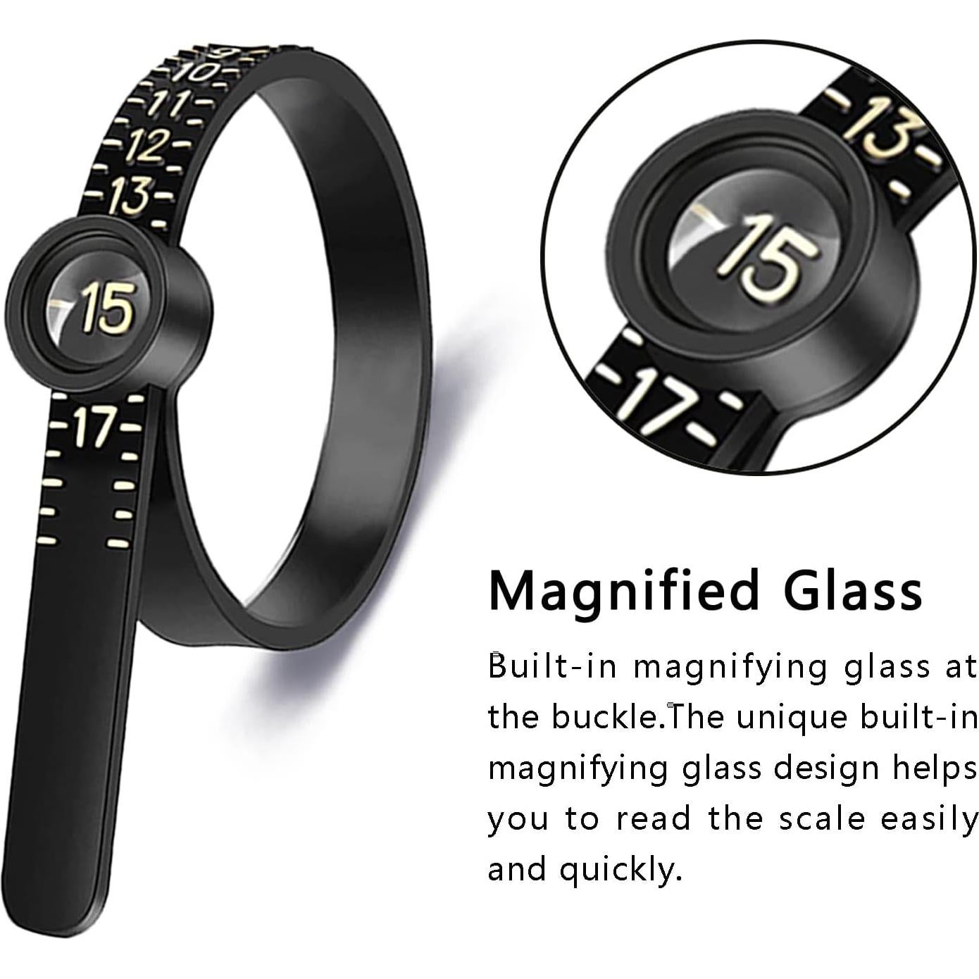 Medidor de Tamaño de Anillo JRONGHE con Cristal Ampliado