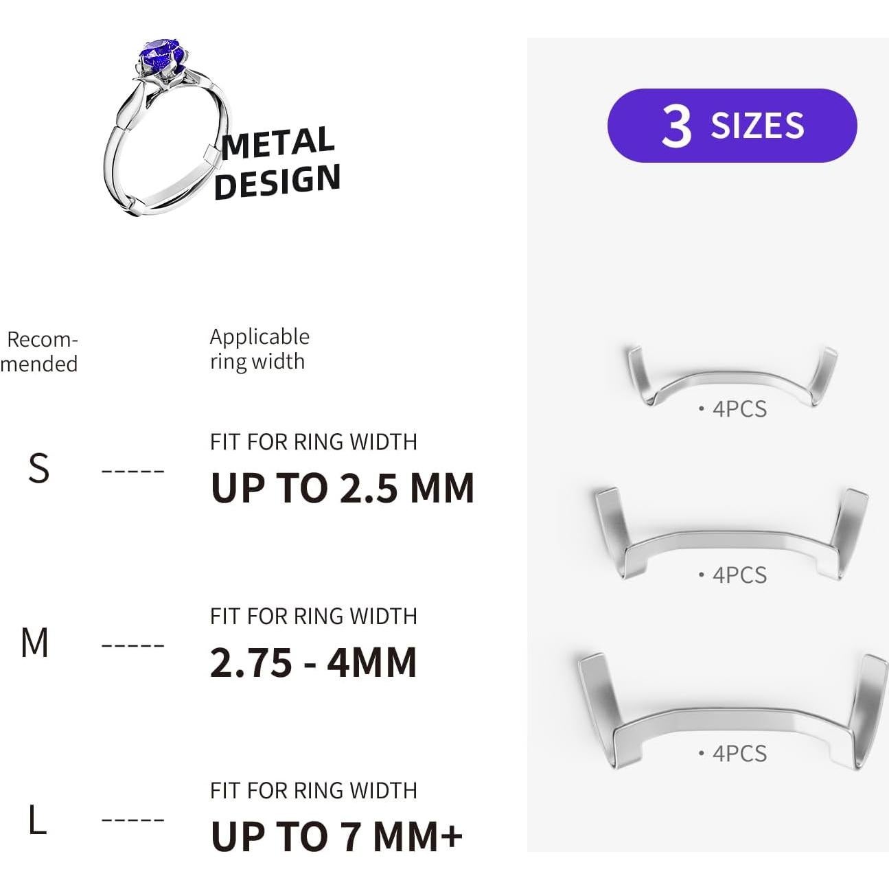Conjunto de 12 Protectores de Anillo de Metal ELETIUO - 3 Tamaños