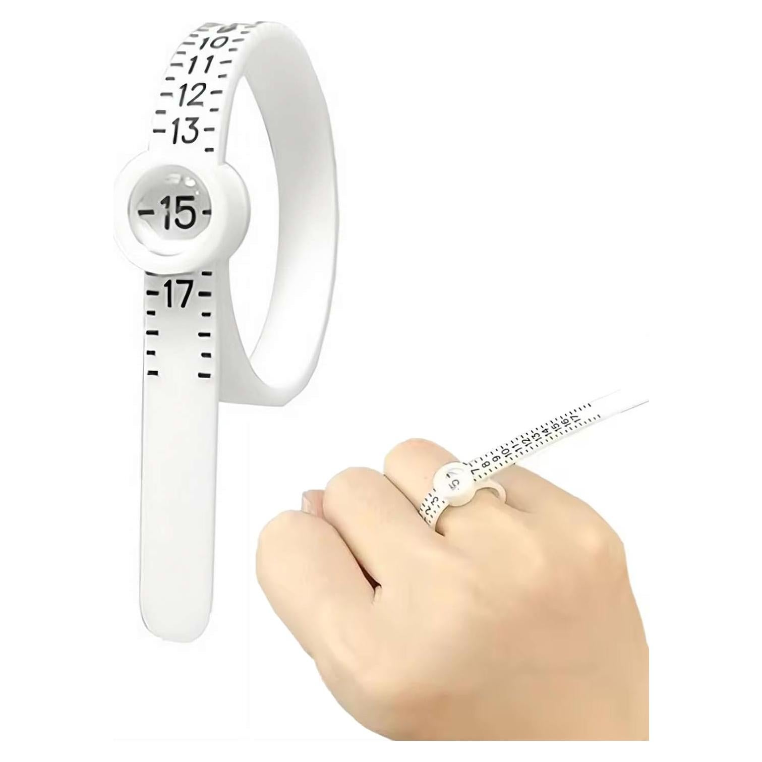 Ring Sizer Measuring Tool with Magnifier, Reusable Finger Size Measuring Tape with Magnified Glass, Jewelry Sizing Tools, Plastic Ring Sizer with Lens, US Code Circle (3)